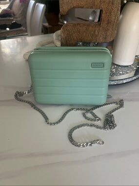 Away Mint Green Crossbody Bag with Silver Chain Strap